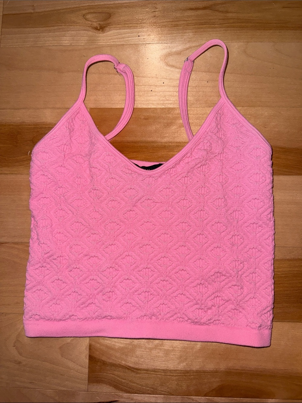 Pink Textured Tank Knit Crop Top - S Like New